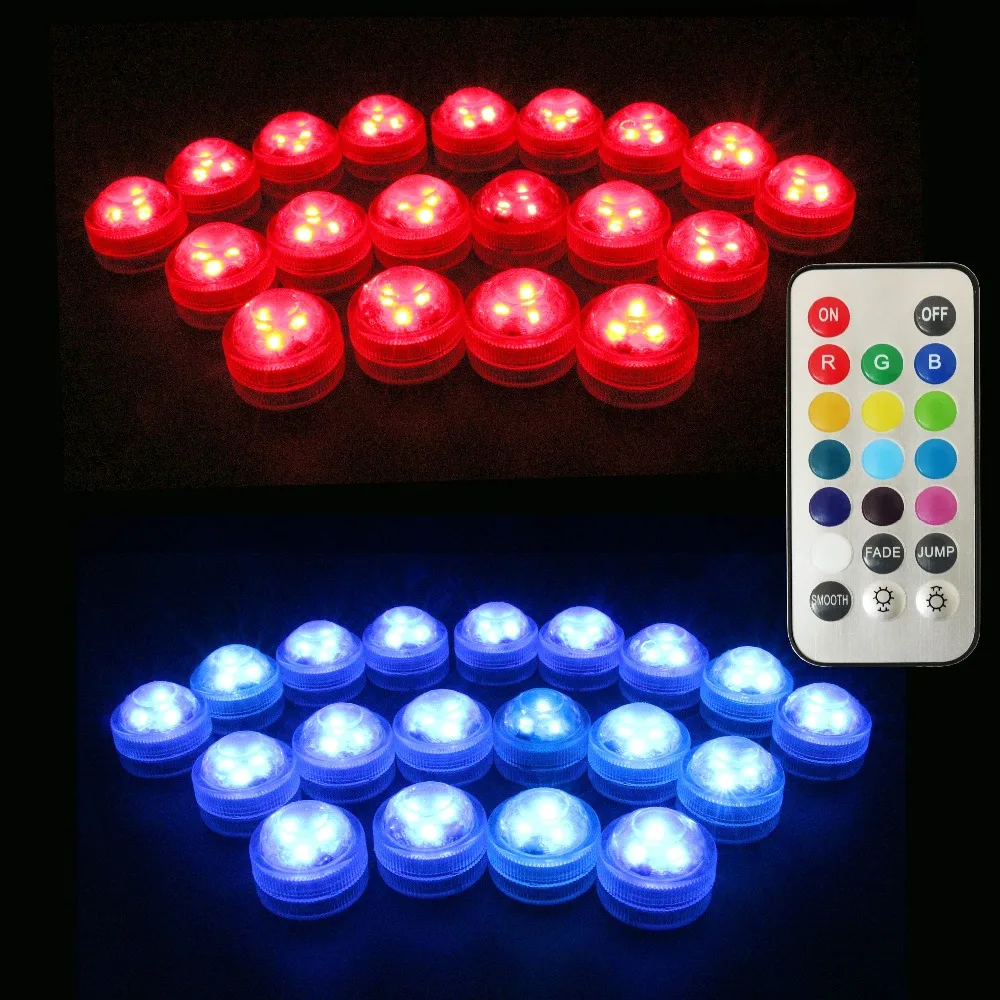 20 pcs/lot Submersible LED Tea Light mini table lights With Battery Party Supplies Christmas Vase paper lantern decoration lamps