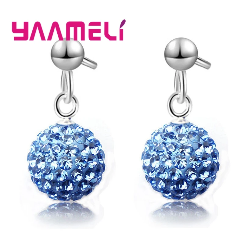 New Fashion Super Shiny Colorful Cubic Zirconia Earrings Jewelry For Women Girls Present 925 Sterling Silver Crystal