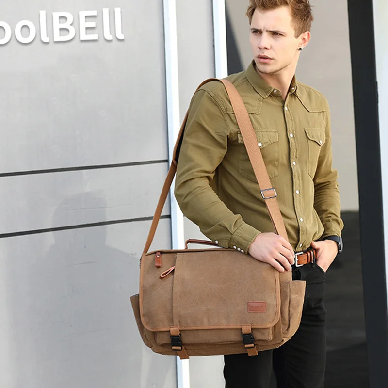 Vintage Canvas Briefcase Men 17 Inch Laptop Travel Handbag Business Tote Bags Male Messenger Bags Large Shoulder Bag XA200ZC