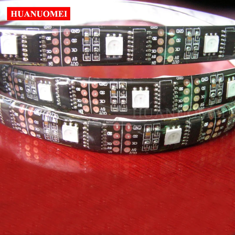 

DC5V WS2801 Addressable Magic Dream Color LED Strip RGB Pixel Light;32LEDs/m Flexible TV Tape,5M/Roll,Black PCB,Waterproof IP65