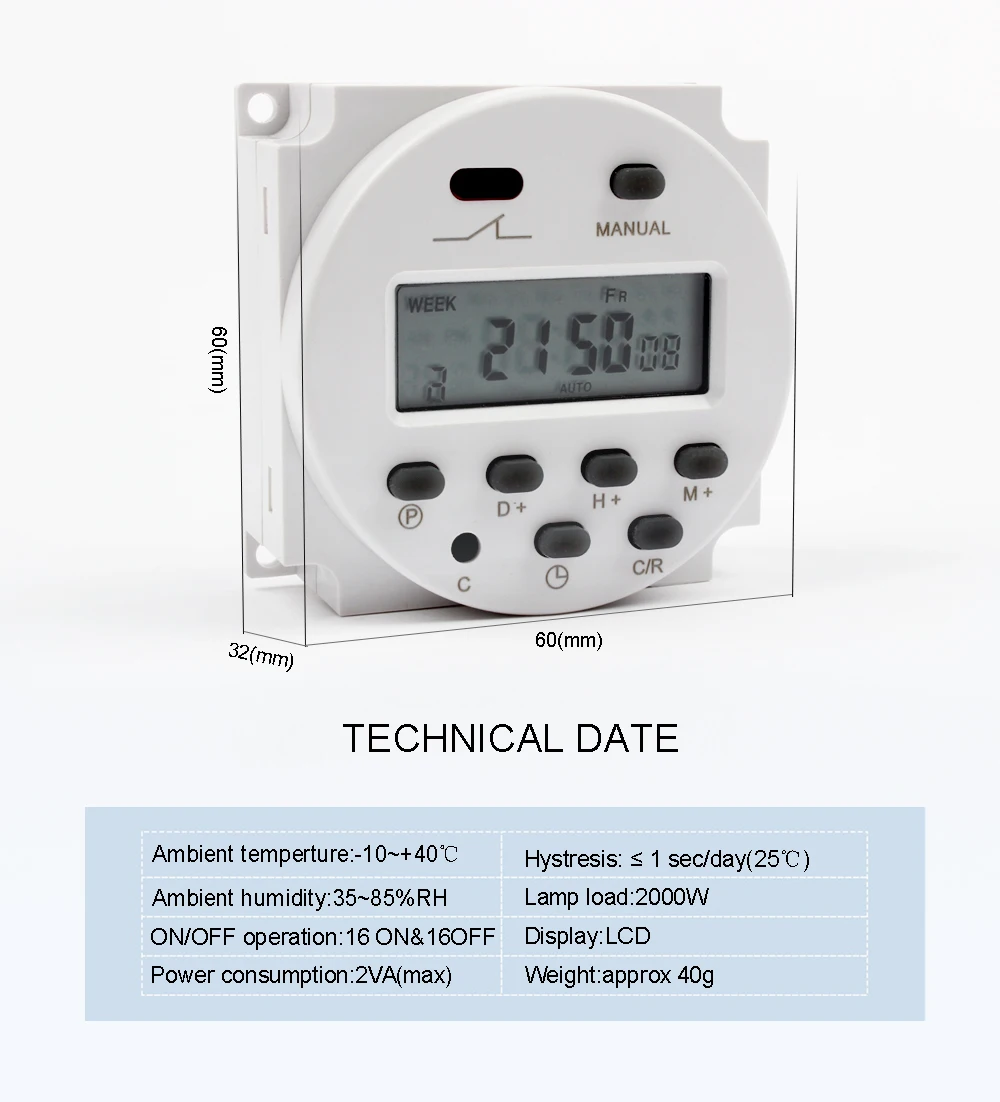 Stable CN101A 12V Digital LCD Power Timer weekly Programmable Time Switch Relay 8A TO 16A CN101  with protective cover weekly