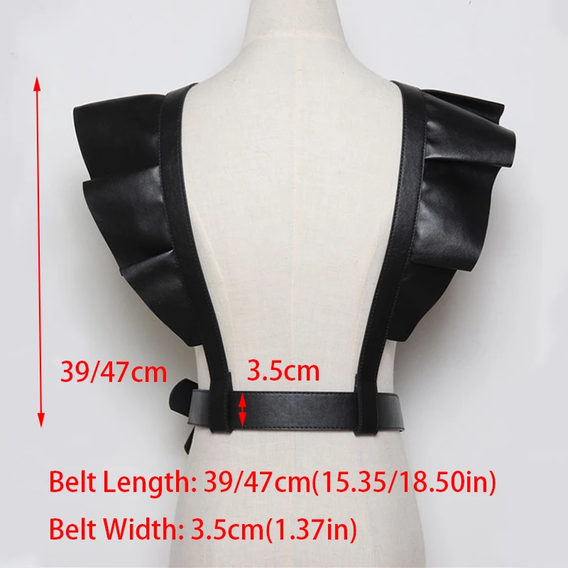 Women Leather Belt Body Bondage Harness Brass Peplum Waist Belt 2023 Suspenders Fashion Dress Coat With Ladies Girdle