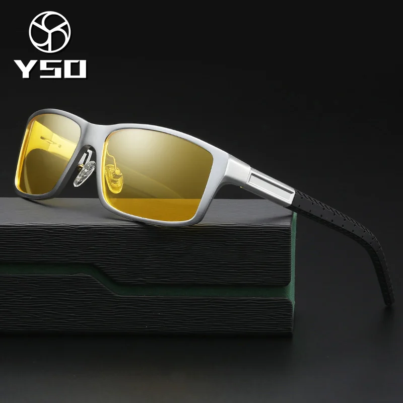 YSO Night Vision Glasses Men Aluminium Magnesium Frame Polarized Night Vision Goggles For Car Driving Fishing Anti Glare 8554