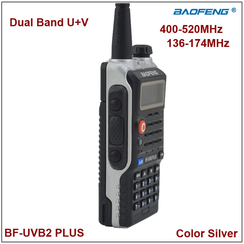 Baofeng Two Way Radio BF-UVB2Plus Walkie Talkie Dual Band UVB2 Silver Color w/Earpiece