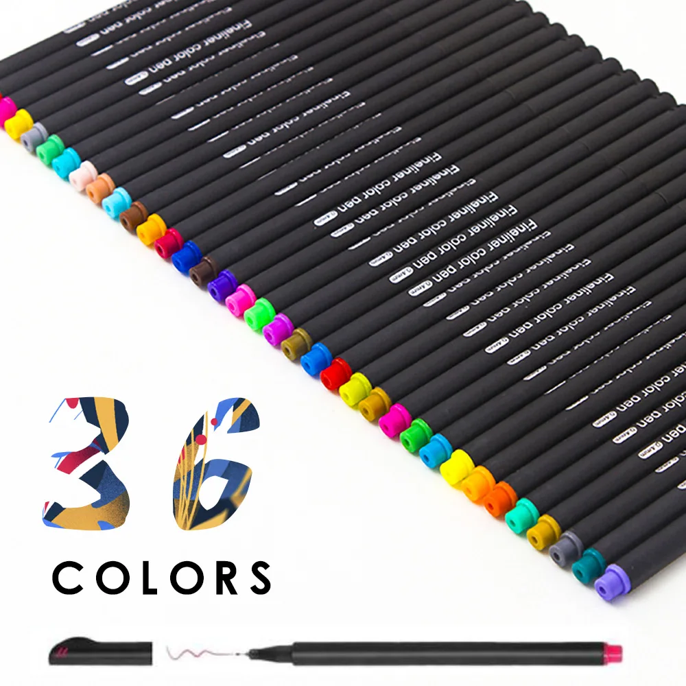 

Fineliner 36 Colors Pen Set 0.4mm Fine Tip Line Writing Drawing Marker Micron Pen