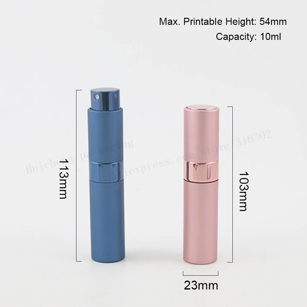 200 x 10ml Twist Portable For Travel Aluminum  Glass Perfume Bottle With Spray 1/3oz Empty Cosmetic Containers