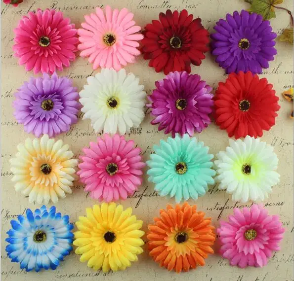 10cm 20pcs large Silk Gerbera Artificial Flower Head For Wedding Car Decoration DIY Garland Decorative Floristry Fake Flowers