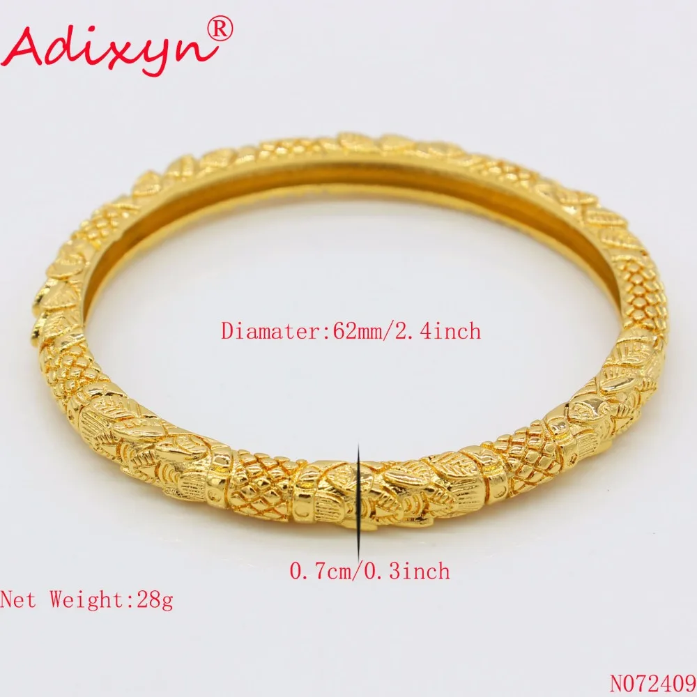 Adixyn 2PCS/LOT,CANNOT OPEN Wholesale Bangle for Women Gold Color African Middle East Bracelet Jewelry Gifts N072409