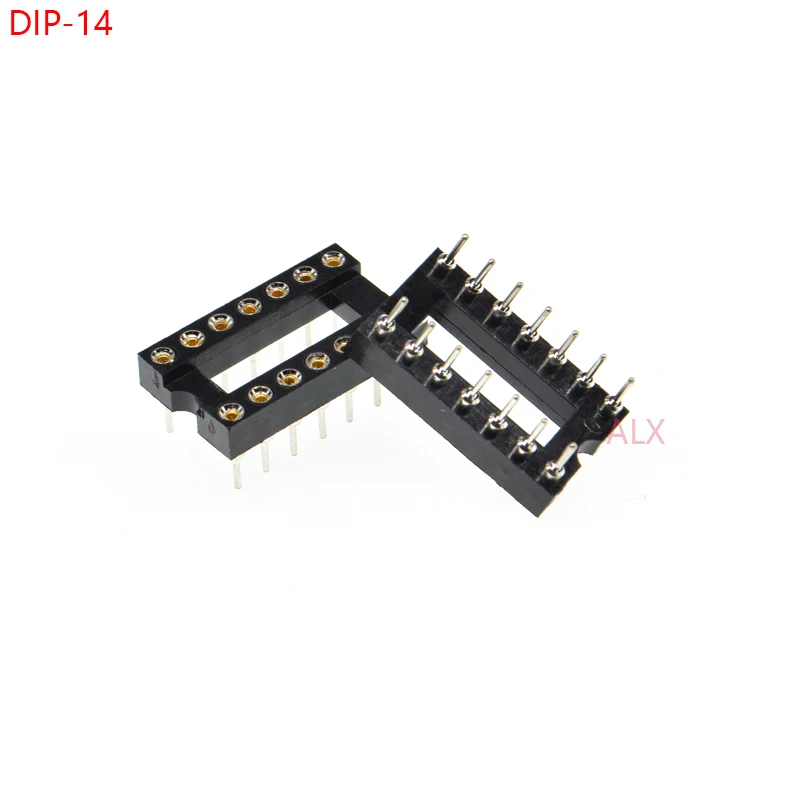 10PCS DIP14 IC ROUND HOLE SOCKET 14p DIP CHIP TEST HOLDER Adaptor 14 PIN dip-14 DIP 14PIN 2.54MM PITCH CONNECTOR