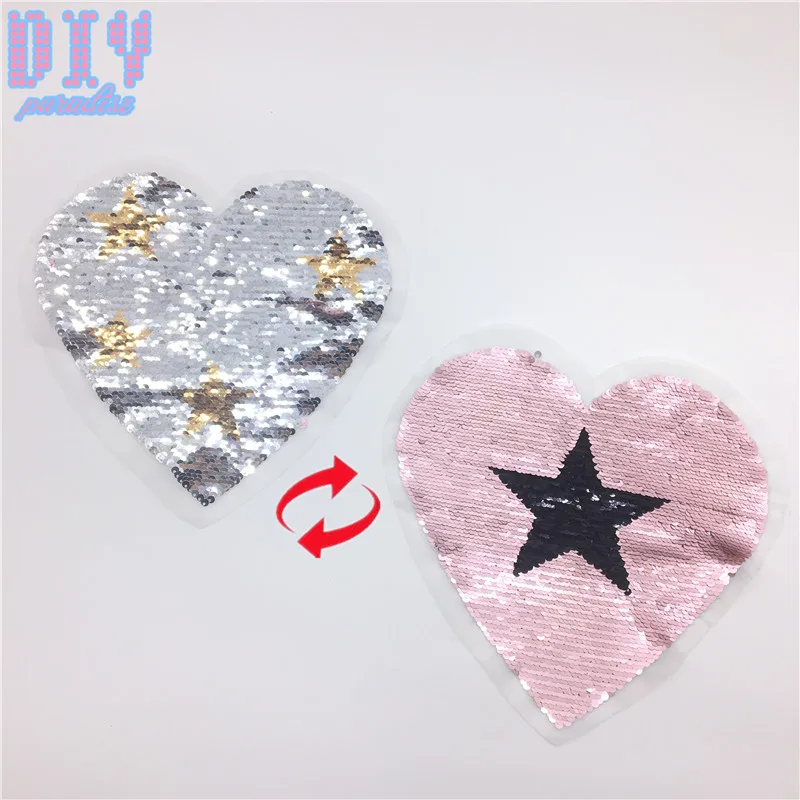 Star Reverse Sequins Sew On Patches for Summer T Shirt clothes Clothing Reversible Change Color Patch Applique