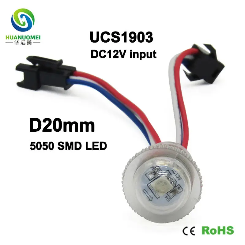 Addressable DC12V 20mm UCS1903 RGB Pixel LED Module Light Source 5050 SMD Waterproof Amusement Ride Park Digital Bulb