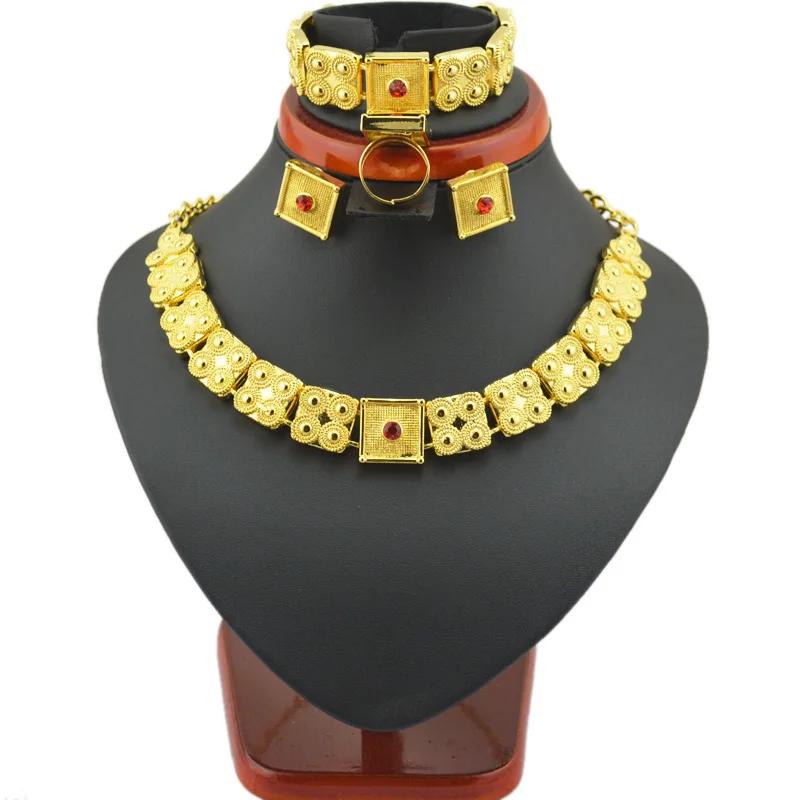 Ethlyn gold Eritrean  jewelry sets gold Color  chain/bracelet/ring/earring jewelry sets  for  Ethiopian & Eritrean  Women S281