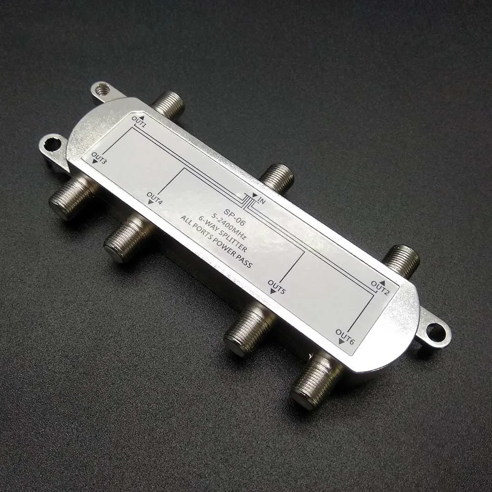 Hot 6 WAY พอร์ต Satellite TV เสาอากาศสัญญาณ Splitter 5-2400MHz 6 เอาต์พุต 6 WAY TV Receiver สำหรับ SATV/CATV ขายส่ง