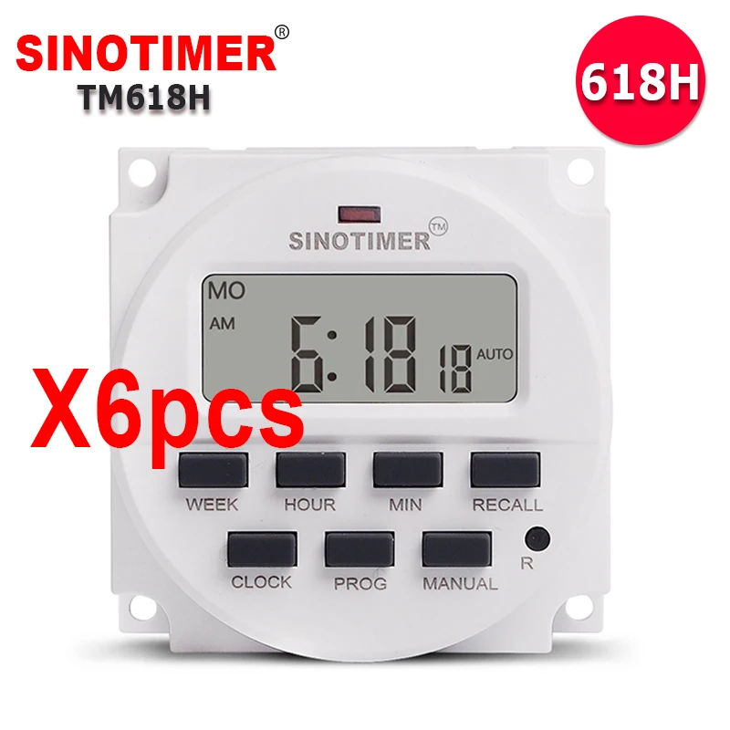 Wholesales 6PCS/Lot TM618H Voltage Output Digital Time Relay 7 Days Weekly Programmable Timer Switch 220V for Lights