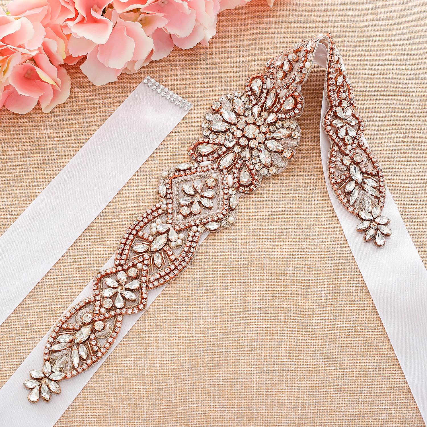 SESTHFAR Rhinestone Bridal Waist Belt Satin Ribbon Wedding Belt Trim Applique Wedding Dress Gown For Bridal Accessories 187RG