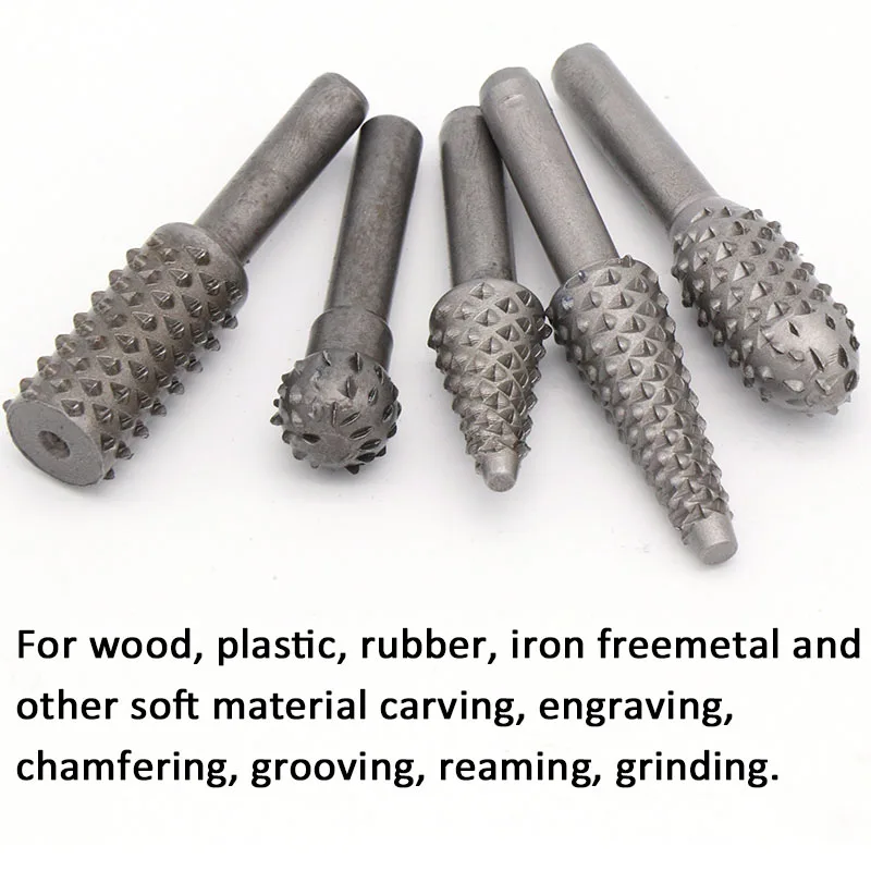 Stücke 6mm Schaft Dreh Grat Holz Raspel Datei Bohrer Set Für Holzbearbeitung Profilierte Holz Carving Werkzeuge Präge Rotierenden messer