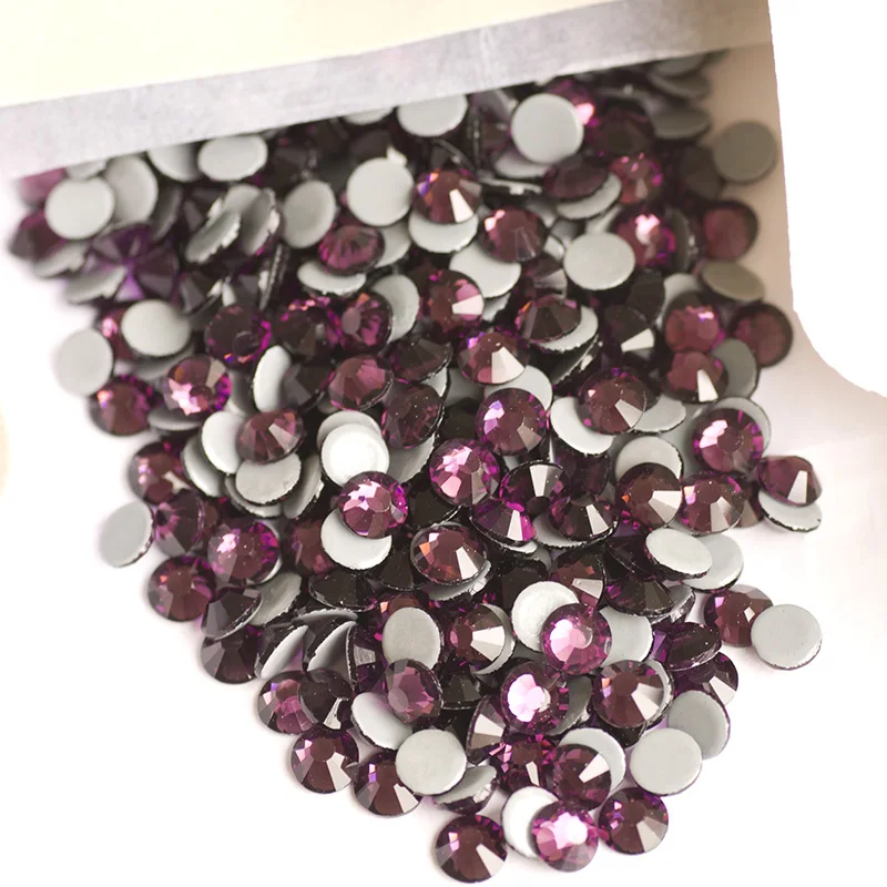 YANRUO 2028HF All Sizes Amethyst Hotfix Glitter Strass Iron Rhinestones Crystal Stone Flatback For Clothes