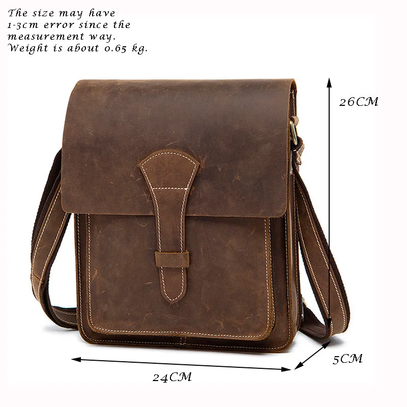 thread crazy horse Genuine Leather Men bags fashion retro Handbag Shoulder Vintage Cow Bag Men Messenger Bags business Briefcase