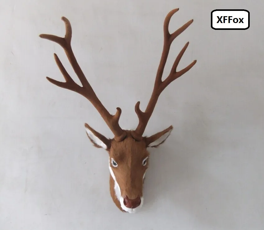 

big simulation sika deer head model polyethylene&furs deer head wall pandent doll gift 33x25x70cm xf955