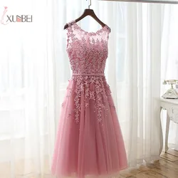 Luxury Red Pink Burgundy Tulle Lace Short Dress Prom Applique Beaded Prom Gown Gala Dress Vestido de festa