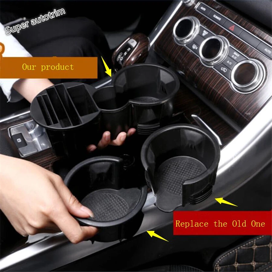 

Lapetus Accessories Interior Front Seat Water Cup Holder Cover Trim Black Fit For RANGE ROVER Sport 2014 2015 2016 2017 2018