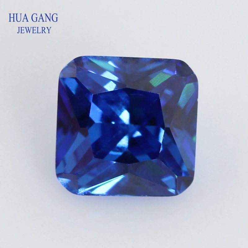 5A Cubic Zirconia Blue Square Octangle Shape Princess Cut CZ Stone Synthetic Gems Beads Size 3x3~12x12mm