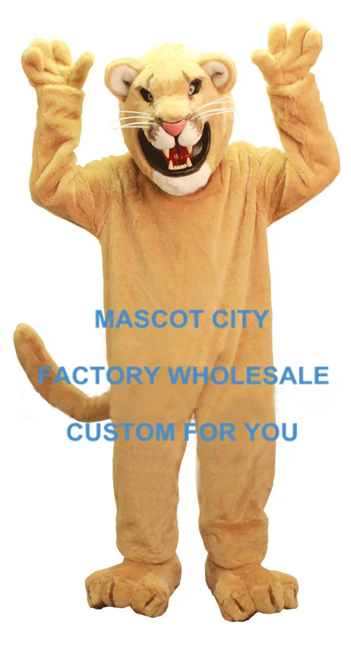 

Professional Golden Cougar Mascot Costume Lion Cat Mascotte Mascota Outfit Suit Fancy Dress Party Cosply Costume SW599