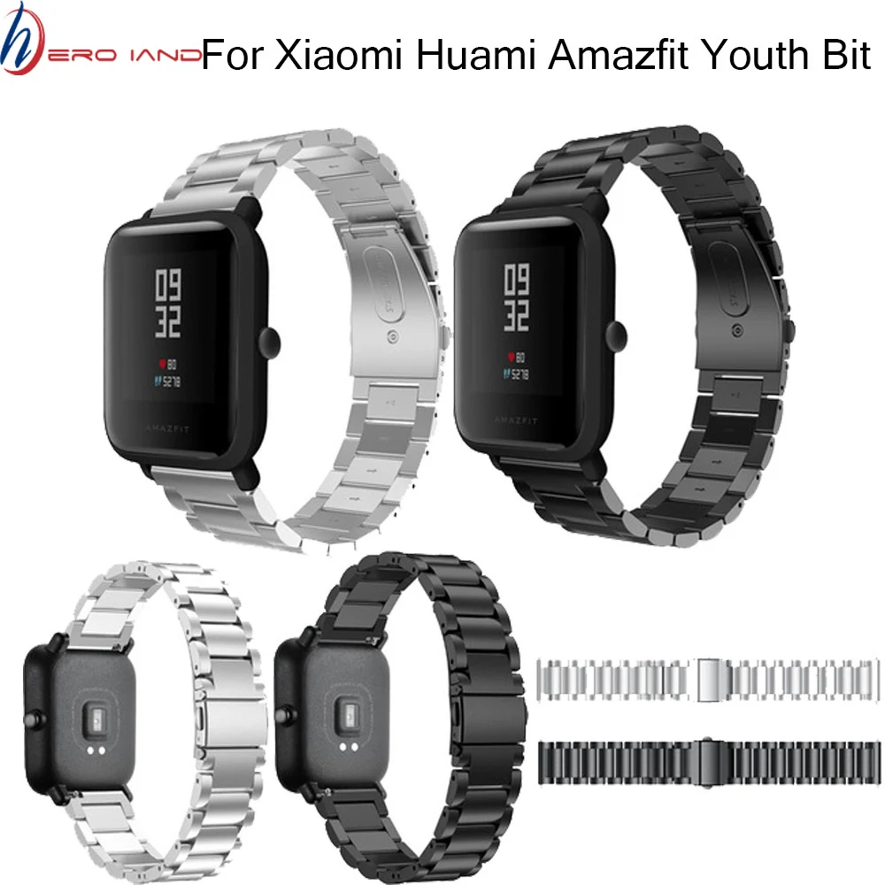 

20mm Bracelet for Xiaomi Huami Amazfit Youth Smart Watch Metal Stainless Steel Strap Steel Belt Strap for Amazfit Bip Wrist Band