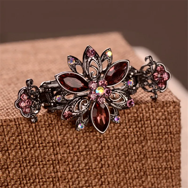 Beautiful 3 Color Flower Hair Clips Women Hair Jewelry Metal Crab Clip Hair Claws For Lovely Gilrs Wedding Hair Accessories
