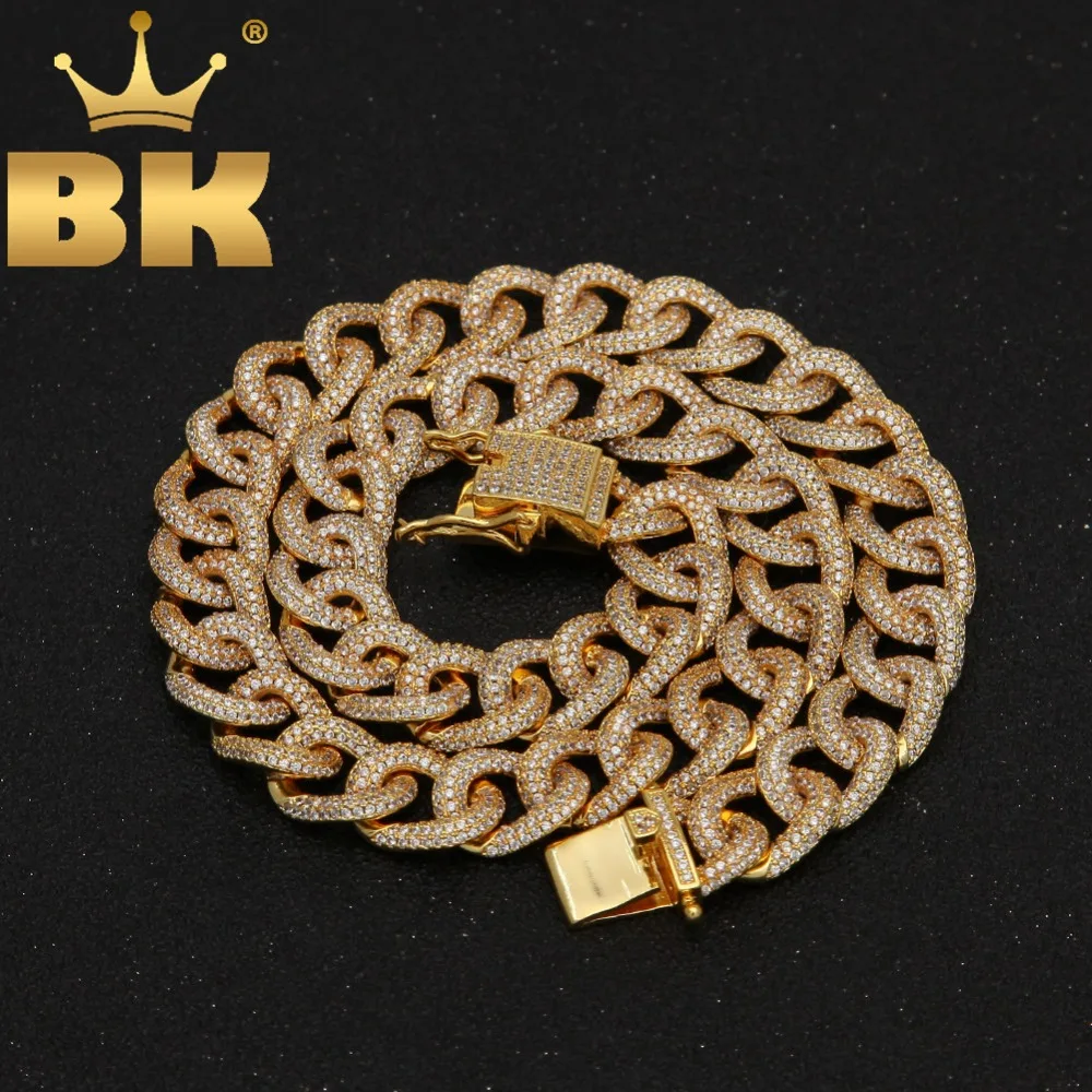 

THE BLING KING Top Quality Luxury Miami Cuban Link Chain Pave Setting Iced Out Cubic Zirconia 13mm CZ Necklace Men Jewelry