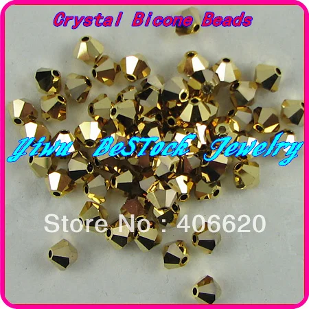 720pcs/Lot 3mm gold hem color Chinese Top Quality Crystal Bicone Beads