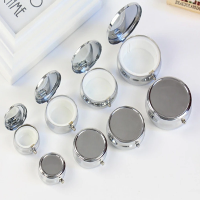 

200pcs/lot Metal three case one round detachable medicine box portable mini drop glue pill jewelry storage box