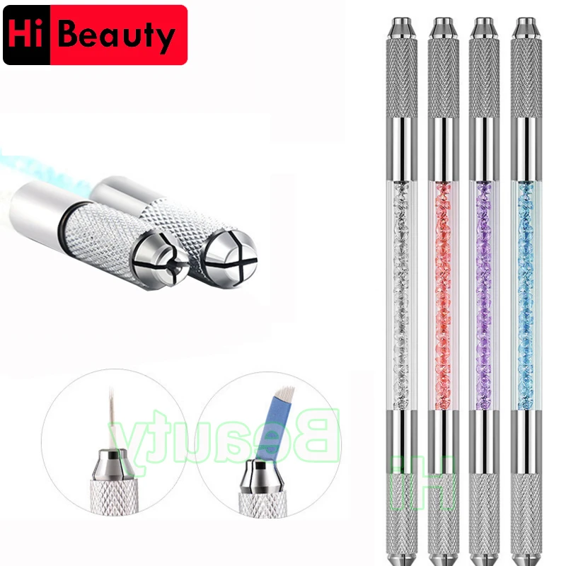 1PC Profesional Stainless Steel Dual Kepala Manual Microblading Pena Alat Tattoo untuk 3D Permanen Alis Garis Bibir Makeup