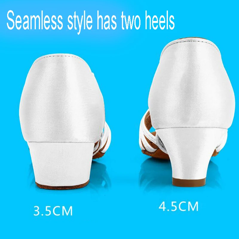 Girls Brand New White Satin Ballroom Shoes Women\'s Low Heel Soft Bottom Latin Dance Shoes Salsa Tango Shoes 24-40