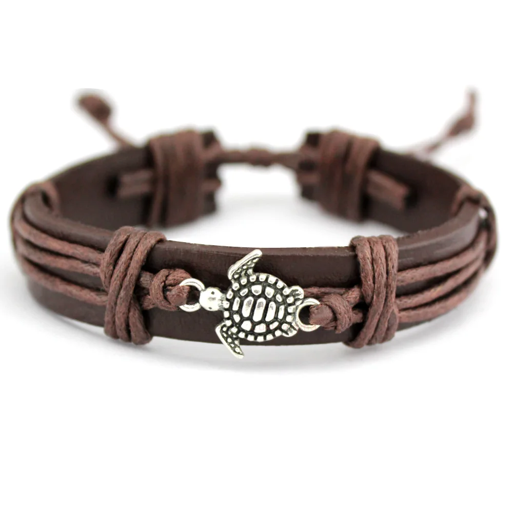 Turtle Tortoise Bee Honeybee Charm Leather Bracelets Women Men Unisex Jewelry Christmas Gift Drop Shipping