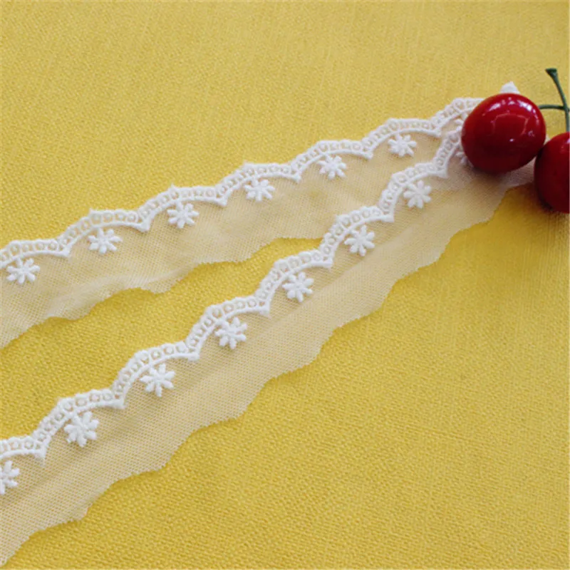 

Lace Trim 20 yard Ivory Gauze Mesh Tulle Cotton Embroidered Lace Fabric Ribbon Tapes 3cm 1.1" wide 1113607QL4K111