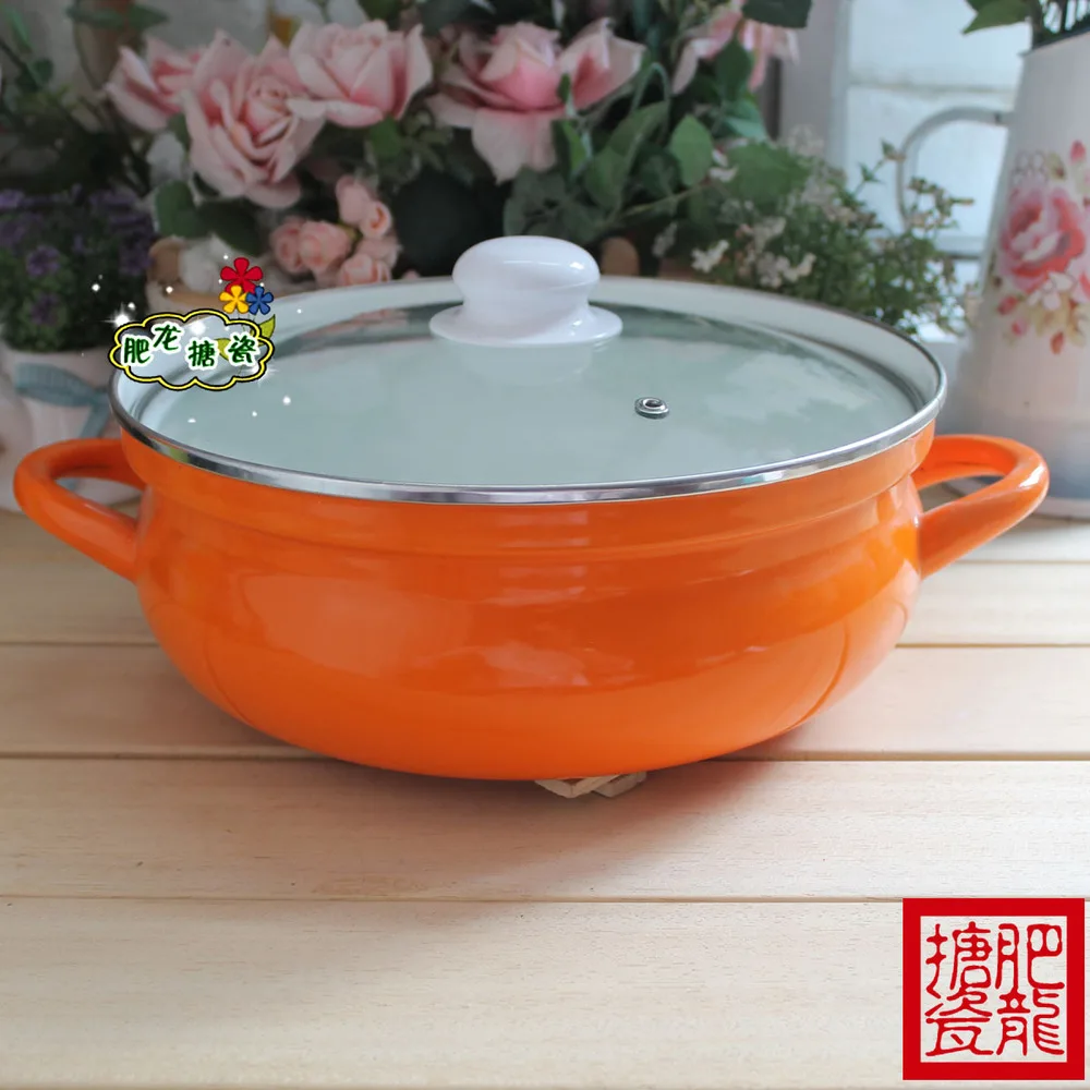 Export orange thickening 4.5l 26cm enamel hot pot table soup pot