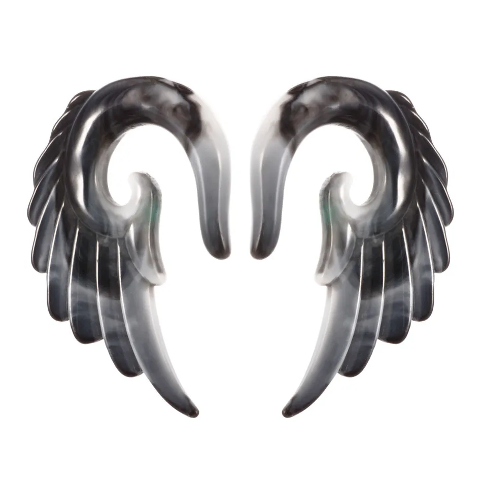 Modrsa 1pair Angel Wings Resin Plugs And Tunnels Acrylic Ear Gauges Expander Tunnel Ear Piercing Body Jewelry