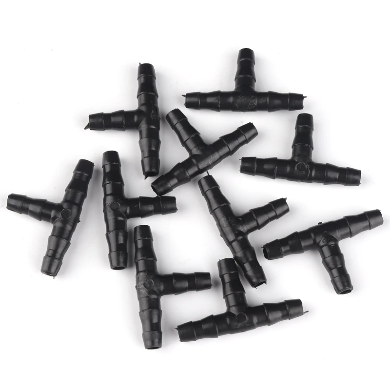 

500pcs/lot 4/7mm Hose Tee Connectors Greenhouse Drip Irrigation Home Garden Plants Automatic Watering System Sprinklers Joints