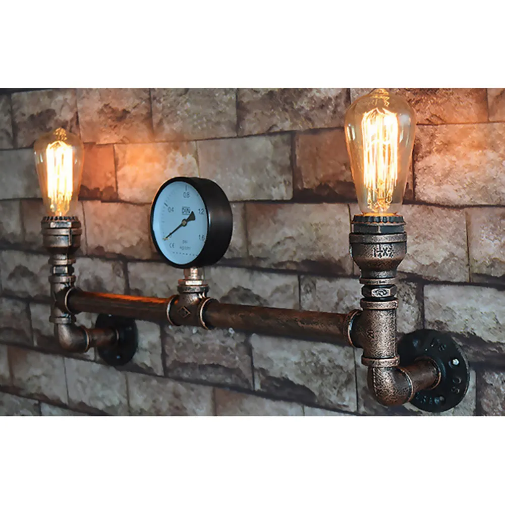 

Vintage Loft Water Pipe Wall Lamp E27 Bar Restaurant Industrial Wall Lights Fixture Light Luminaire Wall Sconce Steampunk Lamp