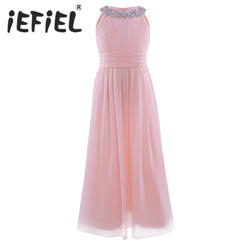 

4-14Y Kids Infant Girls Chiffon Flower Girls Dress Princess Pageant Wedding Bridesmaid Birthday Party Ball Gown Prom Party Dress