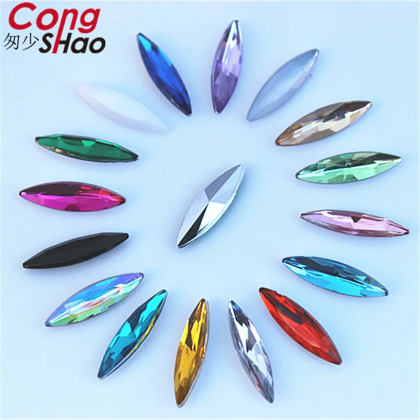 Cong Shao 500PCS 4*15mm Bunte Pointback Pferd Auge Steine Und kristall Acryl Strass Trim DIY Kostüm zubehör YB285