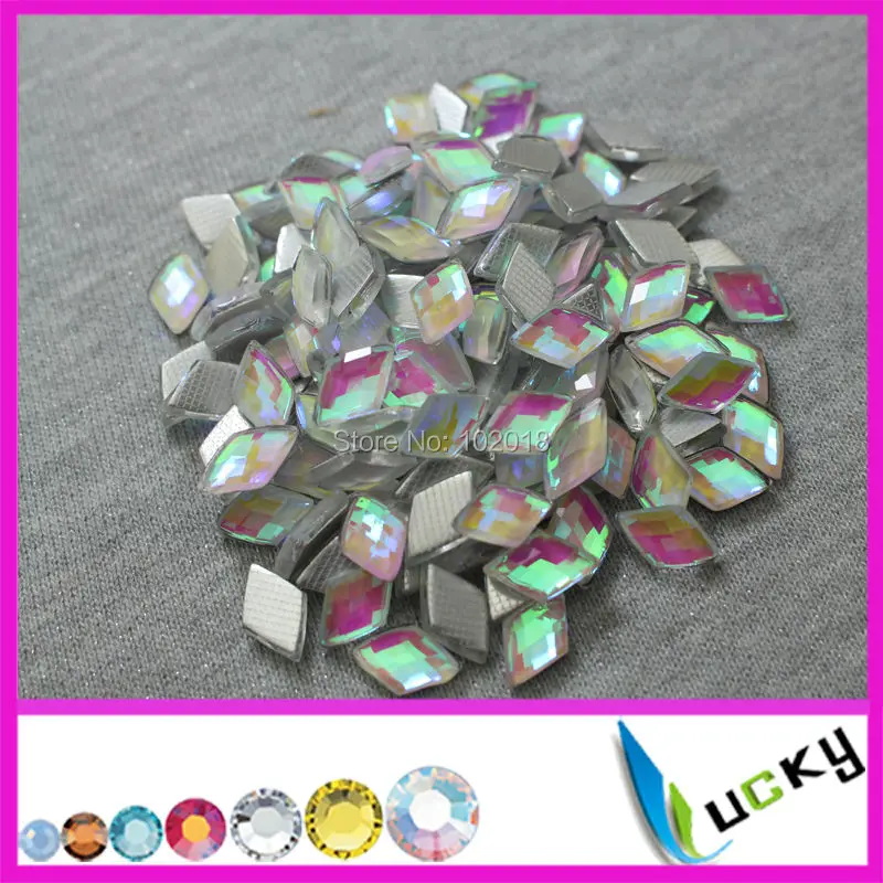 

1440PCS 8*13mm diamond shape crystal ab color hotfix epoxy resin flatback pearl rhinestone hotfix perfect faceted look pearl