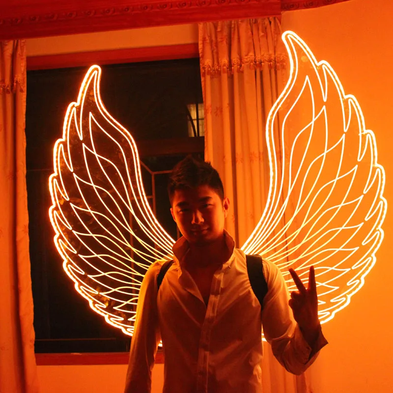 Free Shipping Colorful LED Lighting Wings For Stage Club Show Big Costume Cosplay Wings Handmade High Quality