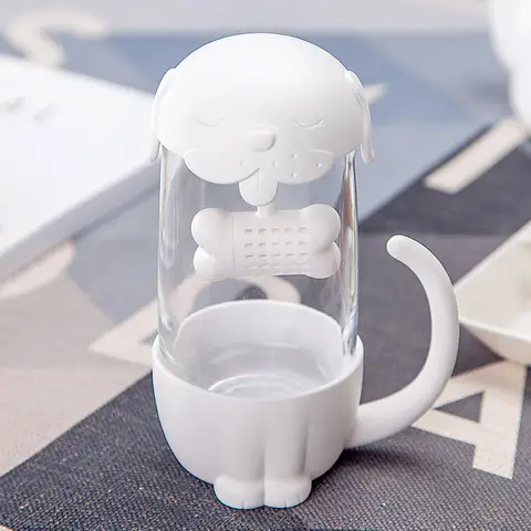 Creative Tea Strainer with Cat and Dog, Tea Infuser Cup,Grasses Mug,Teapot Teabags for Tea & Coffee Filter, Kitchen Tools, 300ml