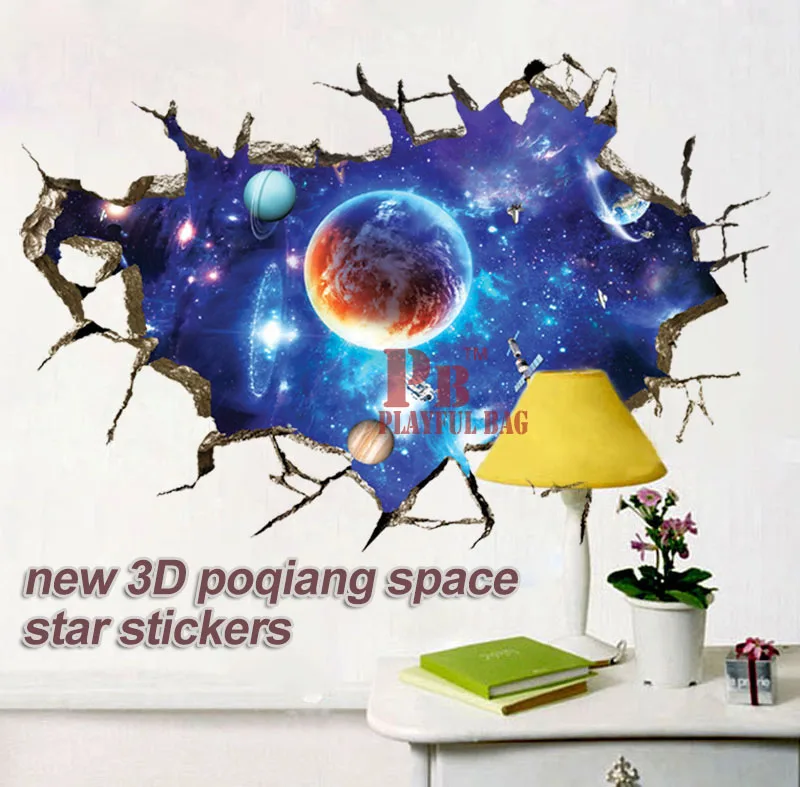 

The new 3D poqiang space star stickers bedroom living room ceiling decoration stickers 3D three-dimensional stickers