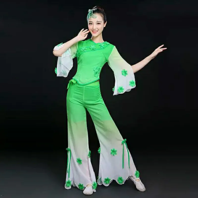 

Female Yangge New Classical Dance Performance Clothing Waist Middle-aged Fan Dance National Umbrella Dance