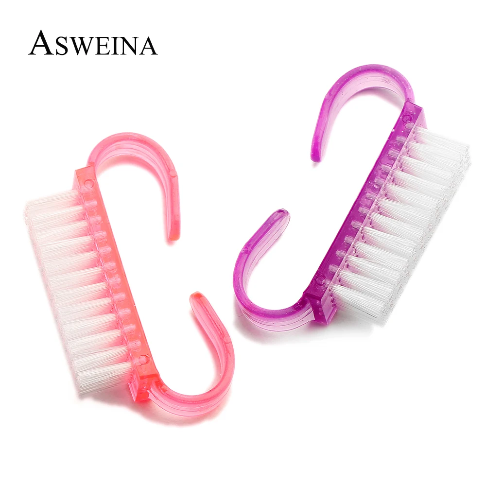 2Pcs Nail Cleaning Nail Brushes Plastic Pink Purple Clean Tools File Remove Dust Manicure Pedicure Brush