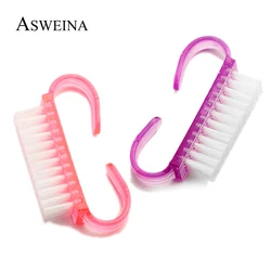 2Pcs Nail Cleaning Nail Brushes Plastic Pink Purple Clean Tools File Remove Dust Manicure Pedicure Brush