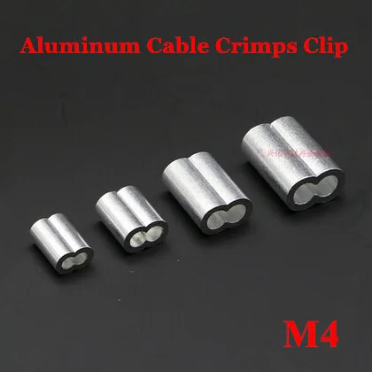 

100pcs 4mm M4 Aluminum Cable Crimps Sleeve Shape 8 Double Hole Ferrule Crimping Loop Oval Wire Rope Clip Swage Fittings
